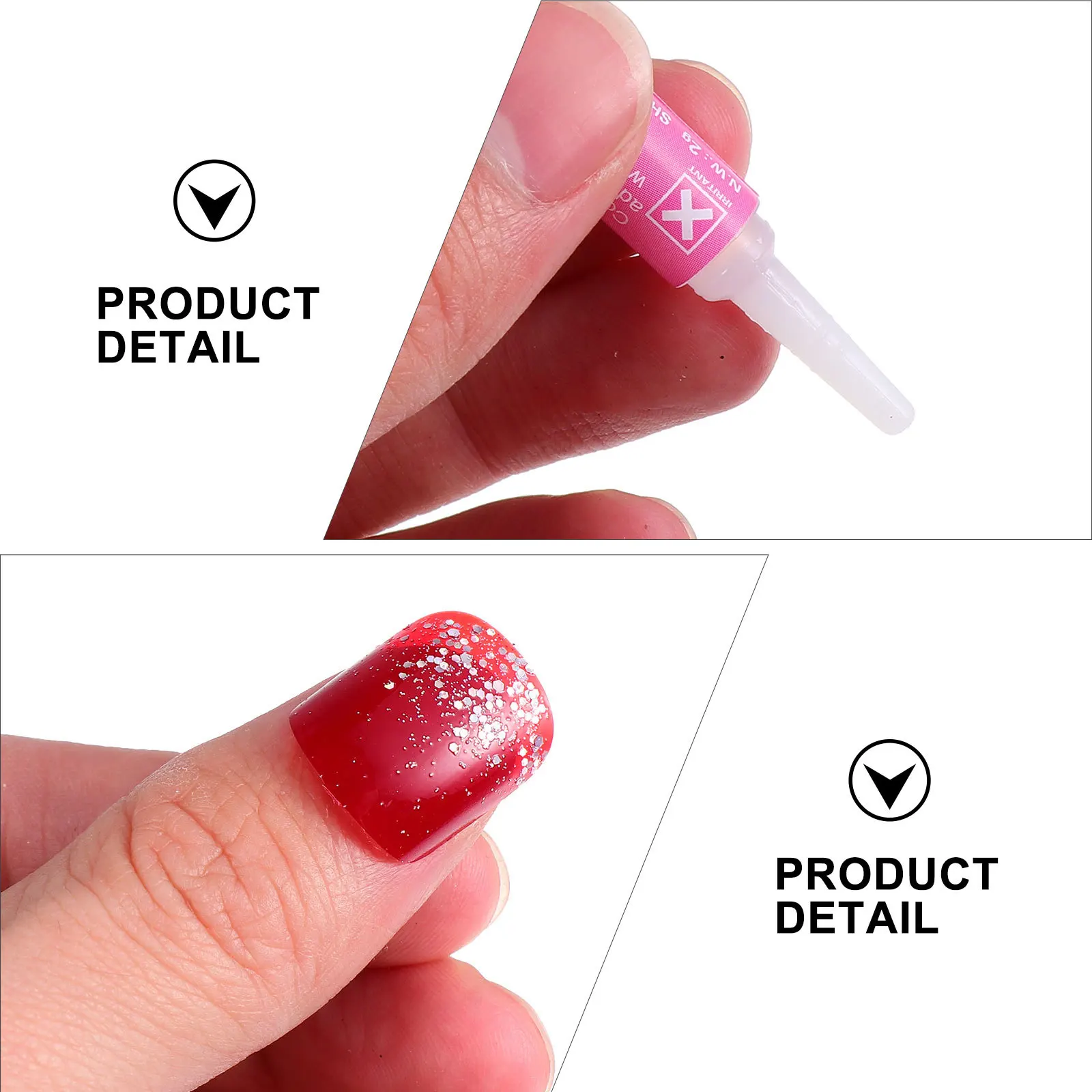 

48Pcs Red Glitter Short Square False Nails Full Cover Fake Nails Women Salon DIY Wedding Prom Party False Nail