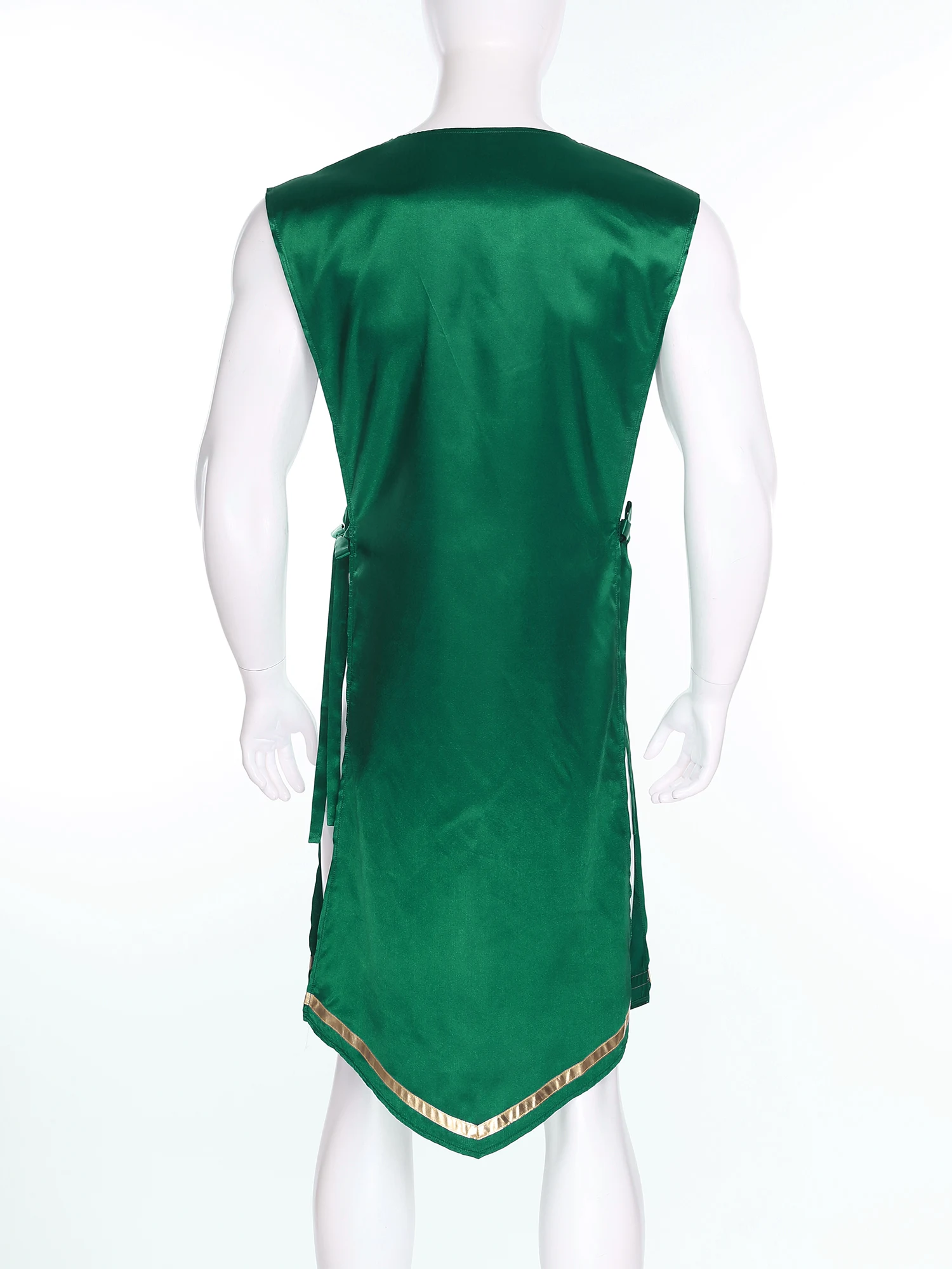 

Men Praise Worship Liturgical Robe Church Choir Costume Sleeveless Chic Trim Side Lace-up Satin Pullover Robe Lyrical Dancewear