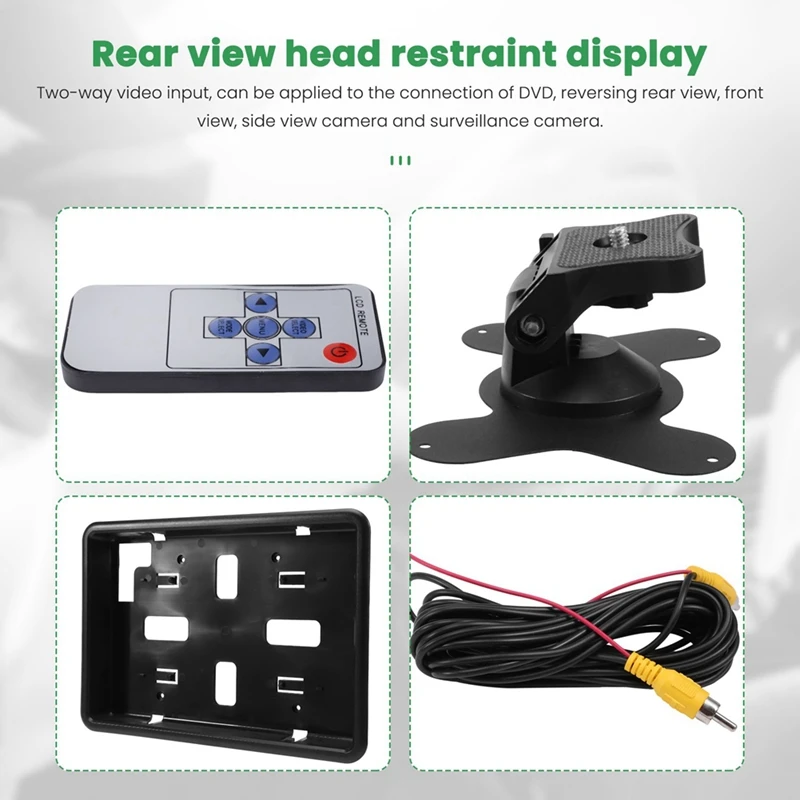 1Set 9 Inch Car LCD Monitor HD -Compatible VGA/AV TV DVD Player Camera Rear View Headrest Monitor Parking Rearview System