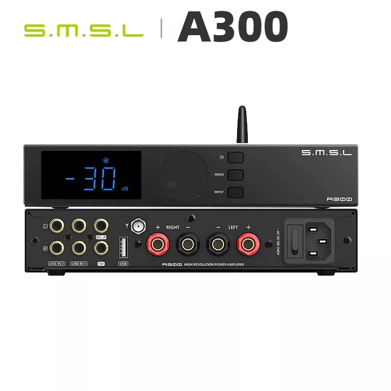 SMSL A300 Power Amplifier Hi-res Bluetooth 5.0,2.1 Audio system 165W*2 BTL 330W SDB patented sound effects Subwoofers HIFI AMP