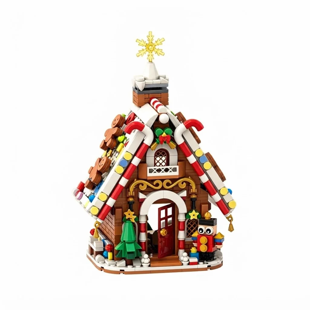MOC Christmas Gingerbread House Building Blocks Winter Snow Cottage Bricks DIY Model Desktop Decor Holiday Gifts