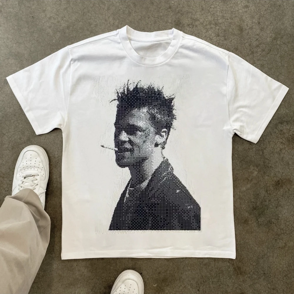 Men's Pixel Art Retro Vintage Nostalgic Portrait Character Graphic Print T Shirt Casual PLUS SIZE Fashionable Aesthetic Y2K Tops