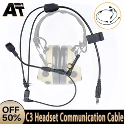 WADSN C3 Headset Wiress Version Microphone Cable Tactical Communication Hunting Shooting Earphones PTT Push to Talk Accessory
