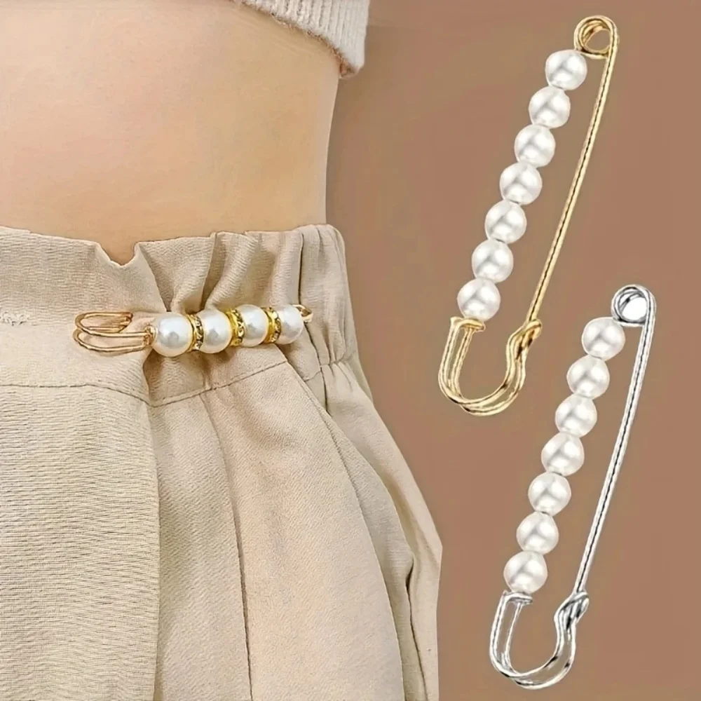 2pcs/pack Brooch Anti-exposure Waistband Fixing Buckle Anti-pearl Safety Pin Multifunction Brooches for Women Waist Buckle