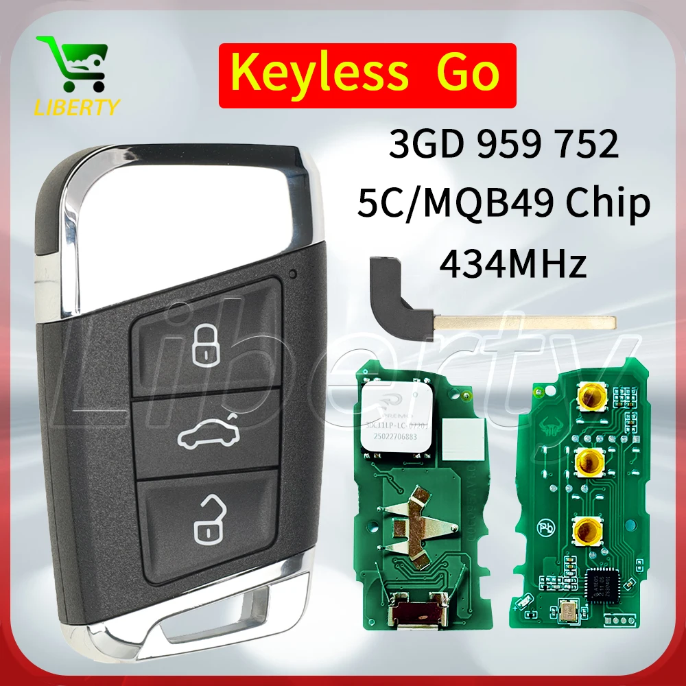 

Libertyt Smart Remote Car Key 3GD 959 752 5C/MQB49 Chip For VW Volkswgen Magotan Passat B8 Superb A7 2019 Oct+ Proximity Card