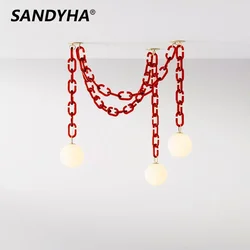 SANDYHA Nordic Suspended Chain Chandelier Living Room Lights Pendant Light Home Decor Lamps Dining Table Lampara Colgante Techo