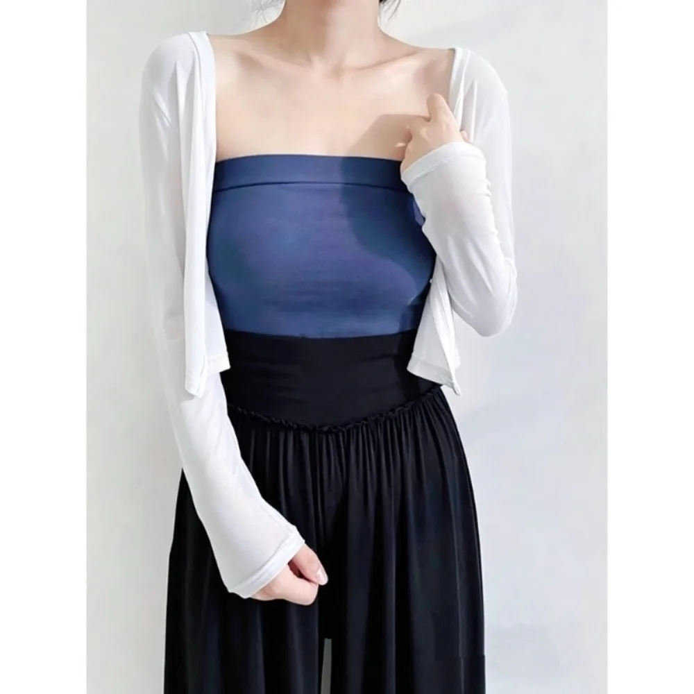 

Sun Protection Knit Cardigan Women's Thin Coat Ice Silk Outerwear Cover-up Shawl Air Conditioning Shirt Summer Crop Top