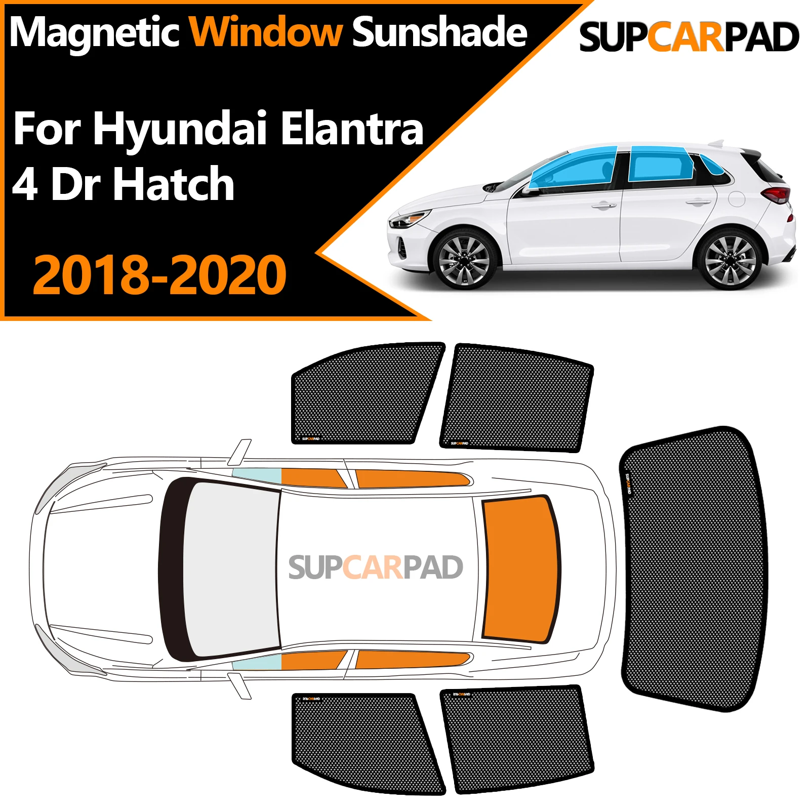 

Custom Car Window Sunshade For Hyundai Elantra 4 Dr Hatch 2018-2020 Magnetic Curtain Mesh Front Windshield Frame Curtain