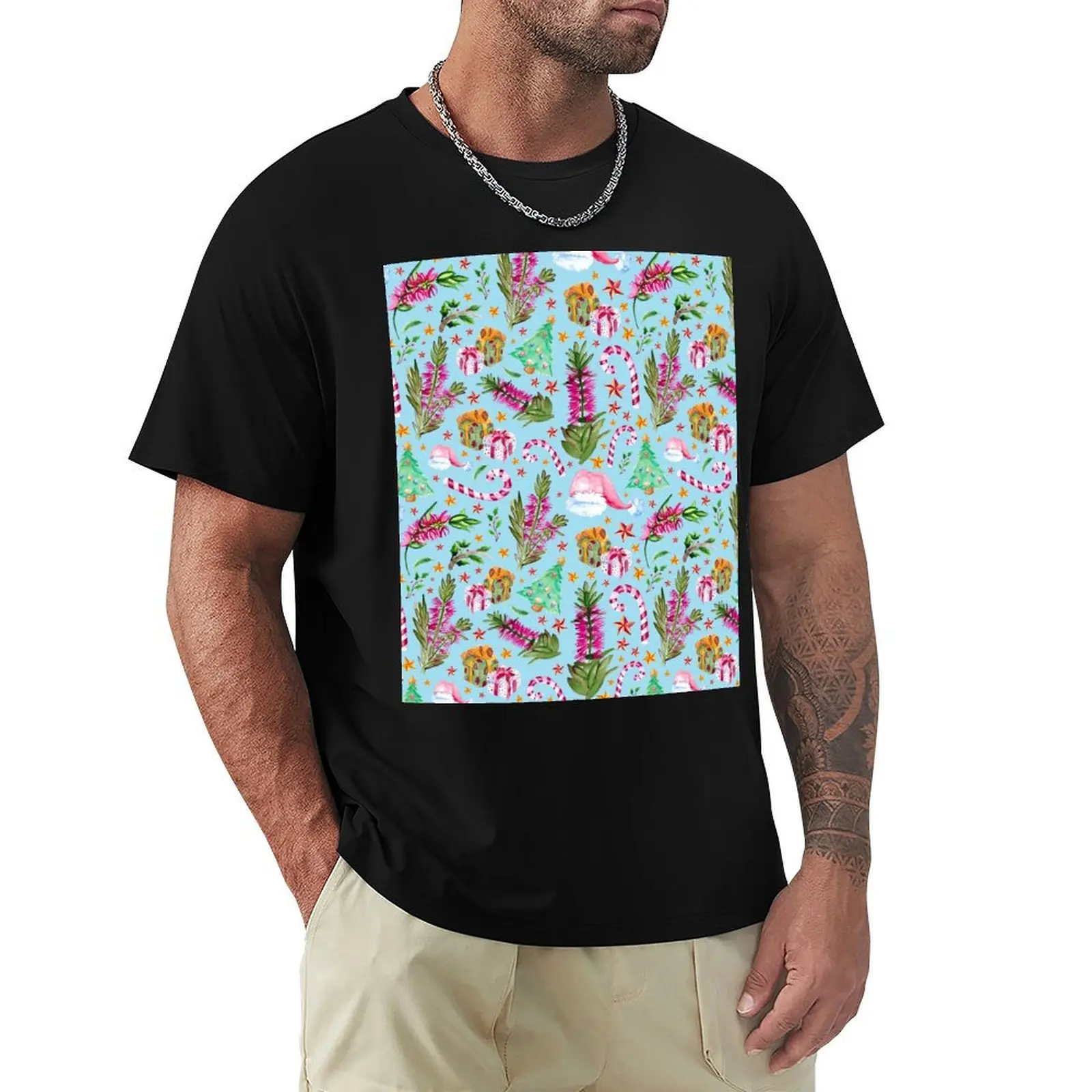 Australian Native Florals - A Christmas Pattern T-Shirt Casual Daily Wear Short Sleeve Top