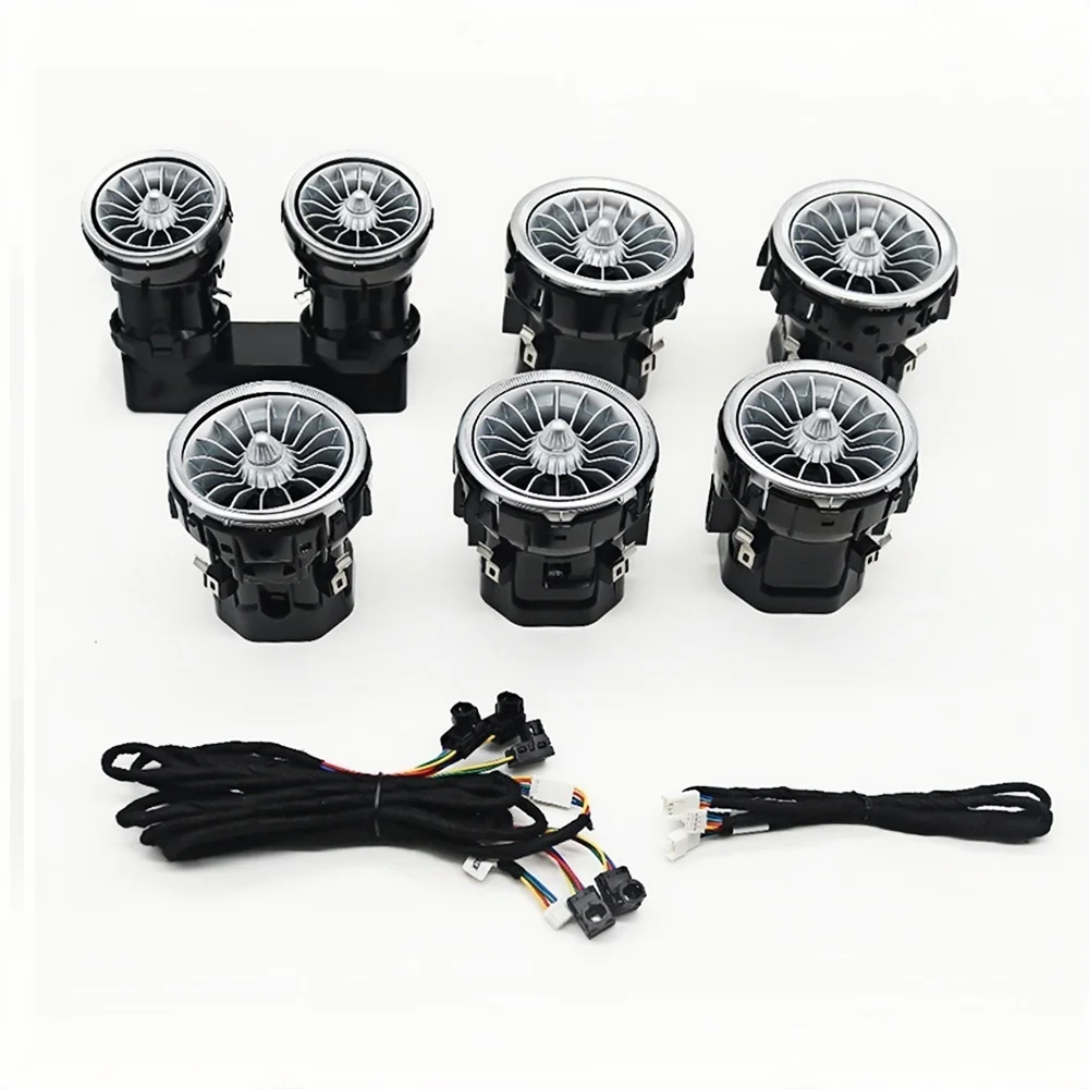 3/12/64 Colour LED Air Conditioning Vents Ambient Light For Mercedes Benz W205 X253 C-Class GLC AMG C43 C63 Exhaust Nozzle Refit view 6
