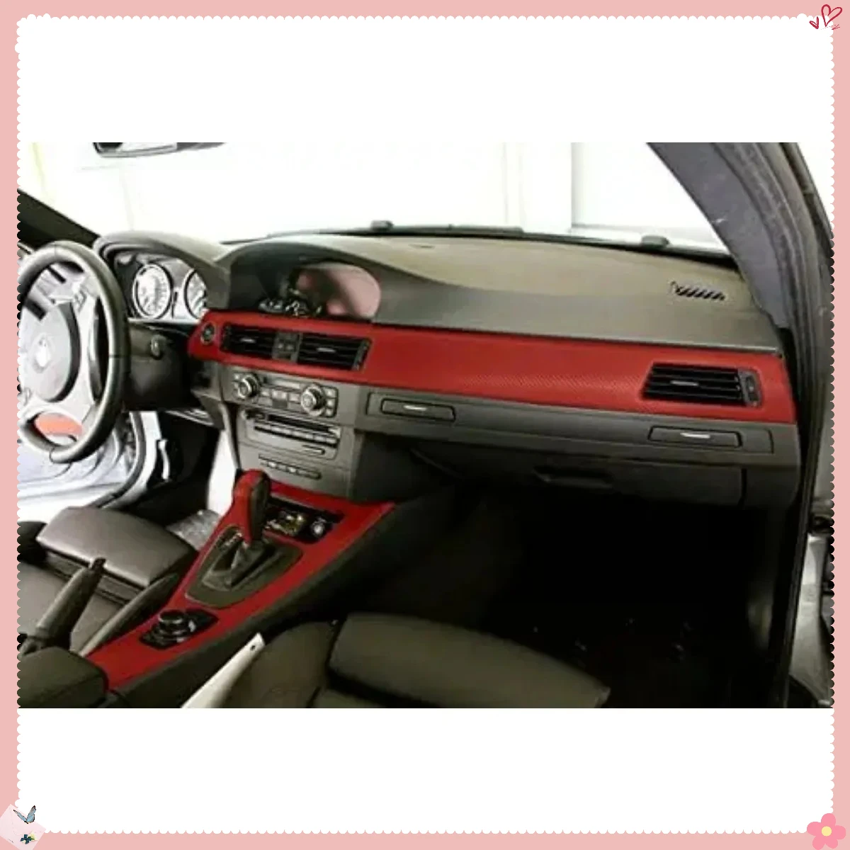 Automotive Adhesive Film, Glossy Red Twill Weave Carbon Wrap with Easy Air Release Technology for Car Hood, Door, Interior Trim