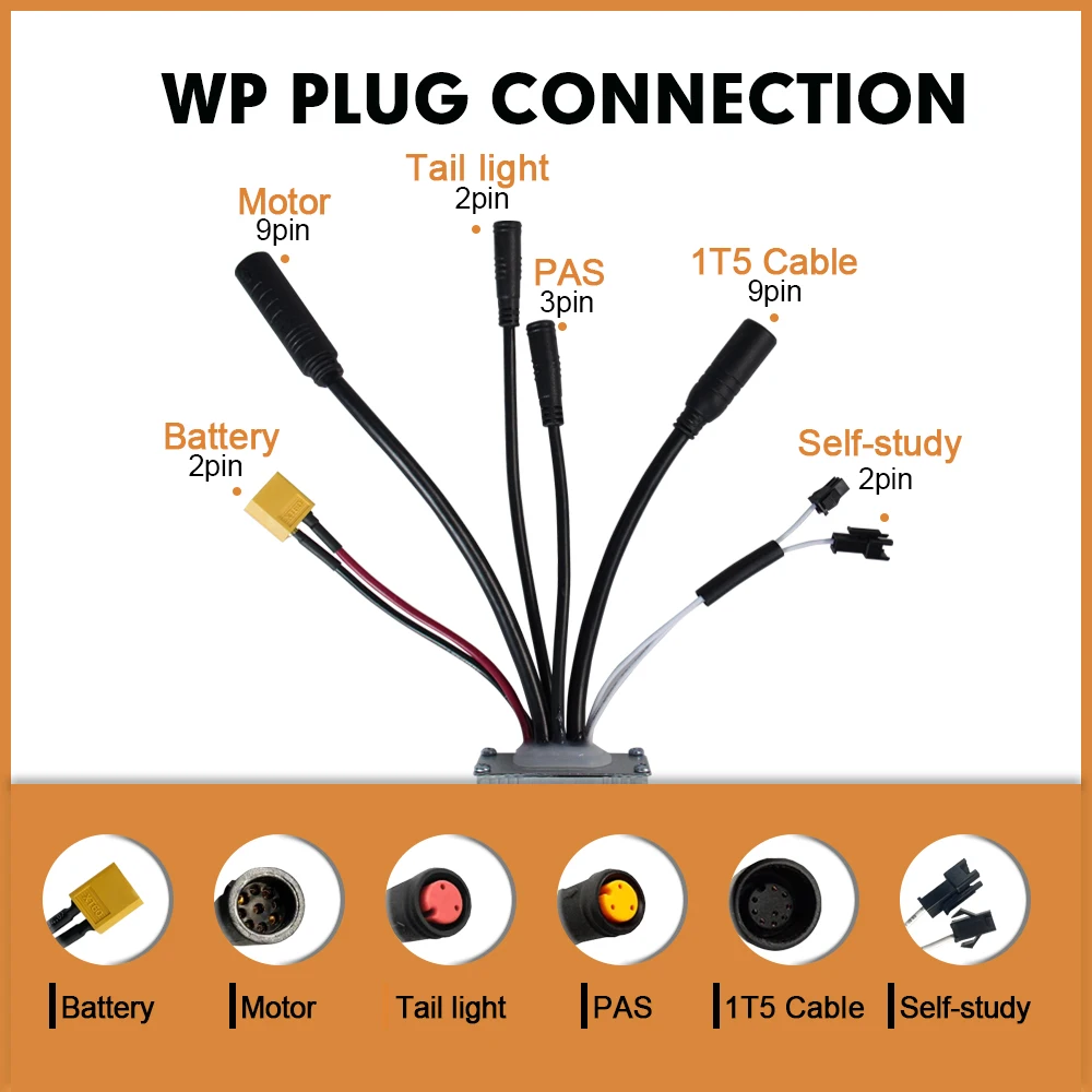 Picture 5: 36V 48V Three-Mode 17A Sine Wave Controller Motor Kit with LCD Display SM/WP Plug and Jian Nuo S866 display Use for 250W 350W