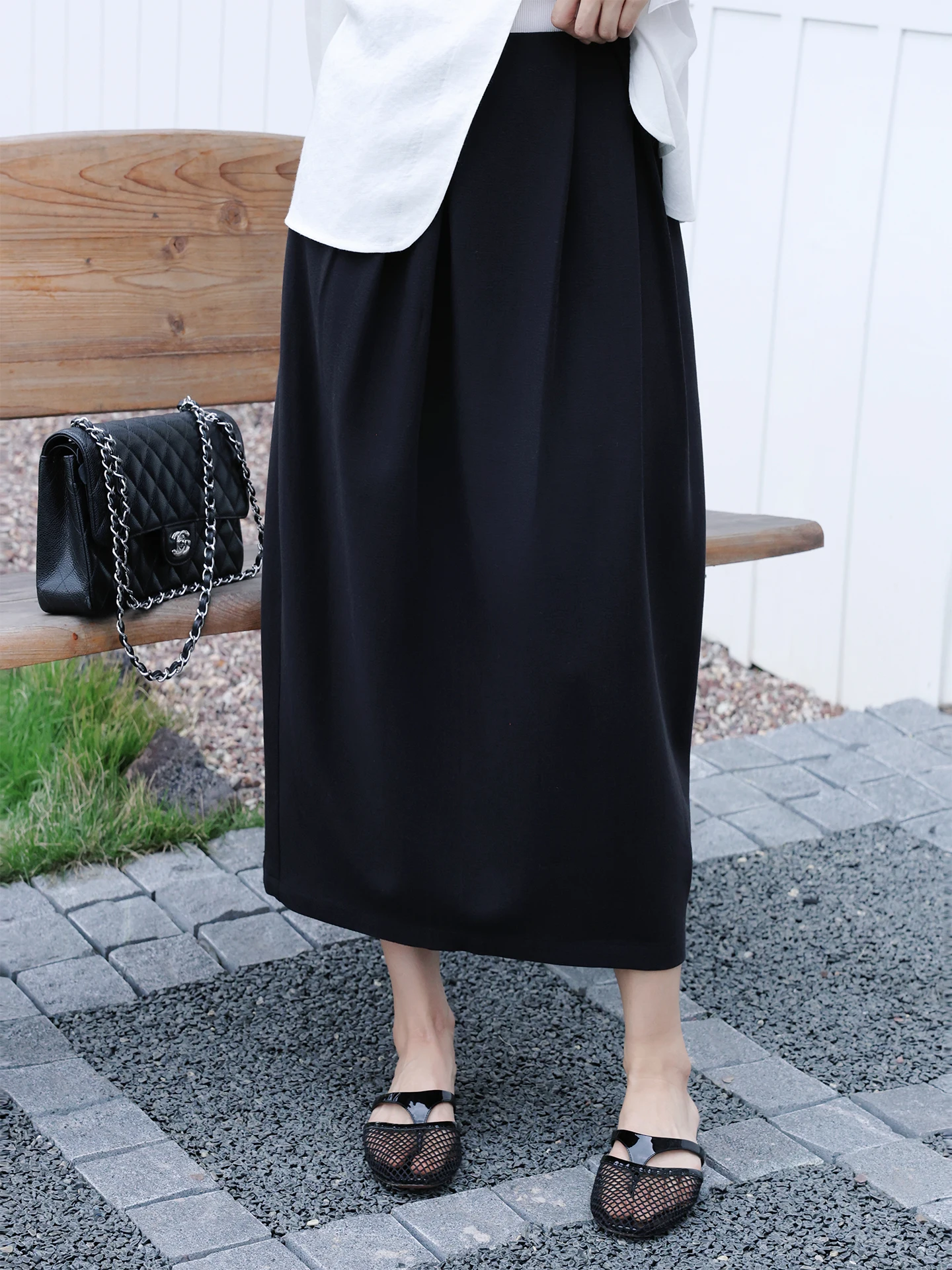 

Серия TT Mystery Night: Черная асимметричная плиссированная юбка-полусолнце из смесовой шерсти, универсальная, стройнящая, в повседневном стиле, H-образный силуэт