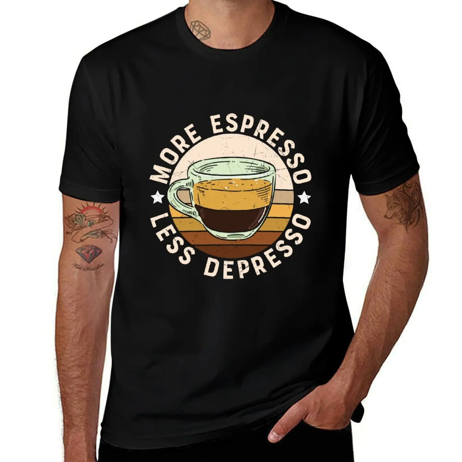 More Espresso Less Depresso T-Shirt Sweat Resistant Workout Tee Shirt T-Shirt