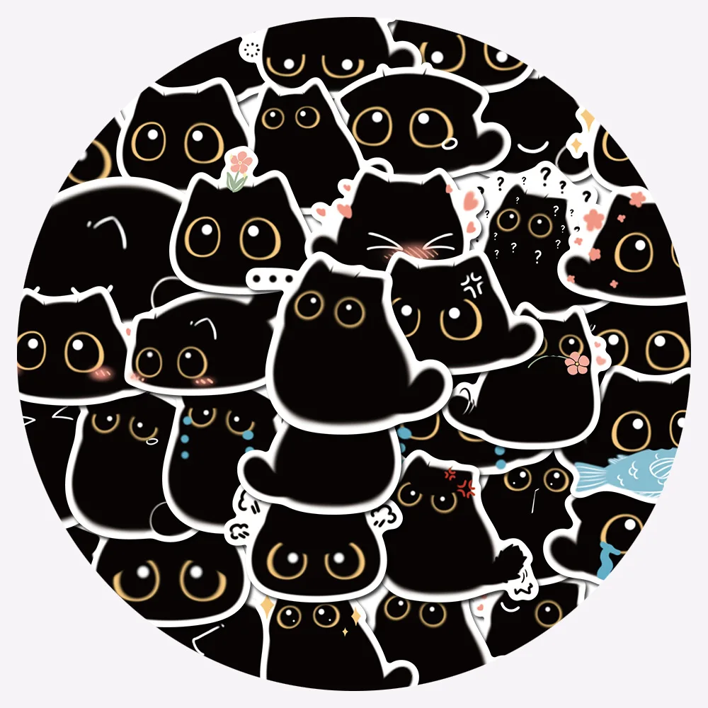 40PCS Black Cat Cute Kawaii Stickers Vintage For DIY Notebook Guitar Scrapbooking Motorcycle Laptop Luggage Graffiti Decals