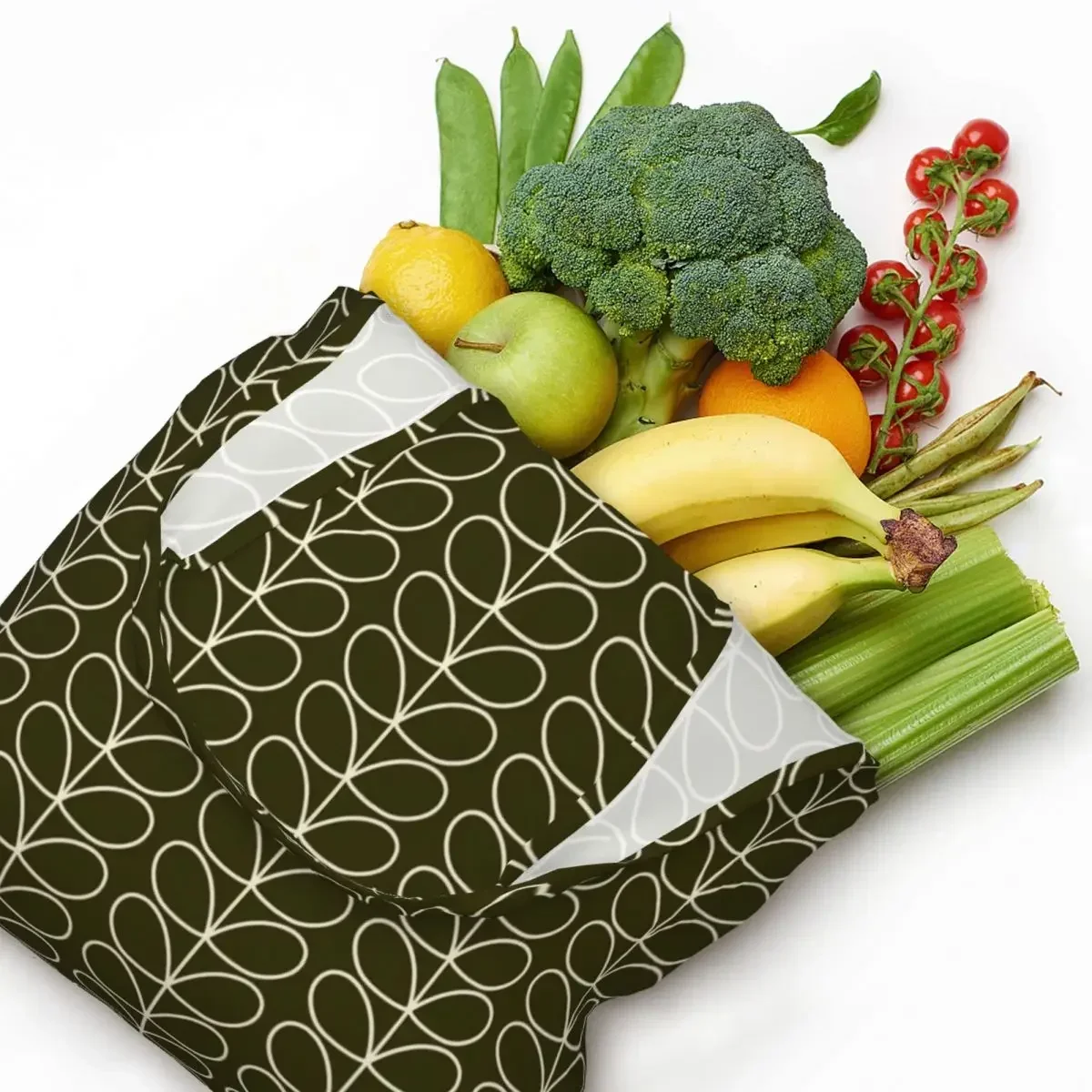 

Custom Recycling Orla Kiely Linear Stem Kelp Shopping Bag Women Canvas Shoulder Tote Bag Durable Groceries Shopper Bags Handbags