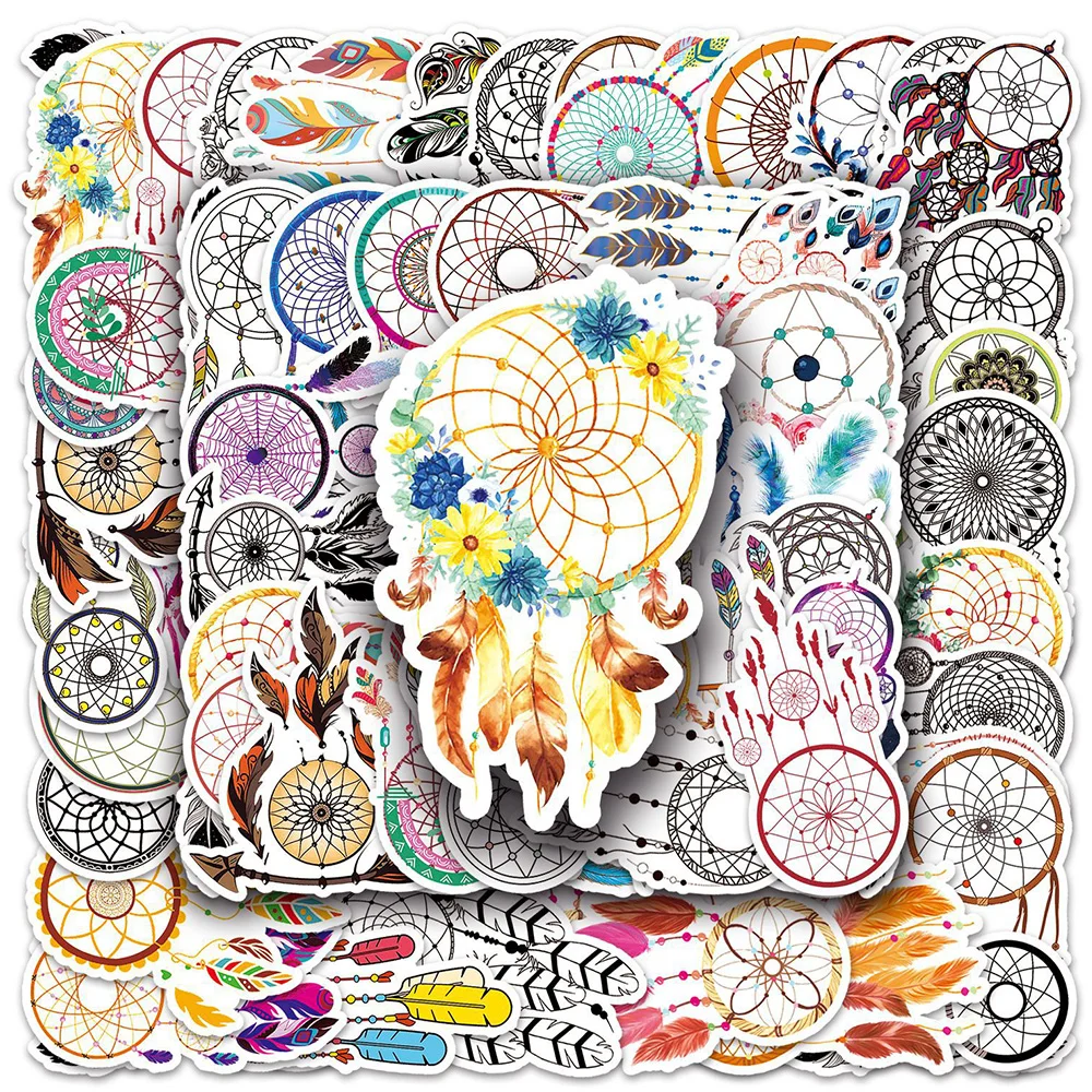 

10/30/50pcs Cute Indian Dream Catcher Stickers Aesthetic Artsy Cartoon Decals DIY Scrapbooking Guitar Phone Stickers for Kids