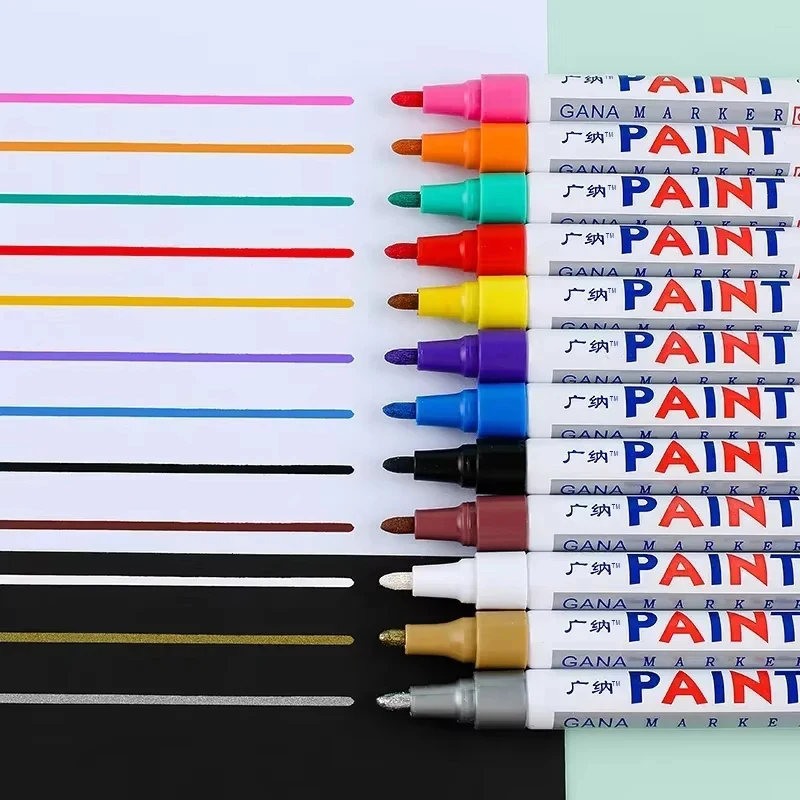 

12-Color Oil-Based Permanent Paint Markers - Quick-Dry Waterproof Pens for Tire, Fabric & Craft
