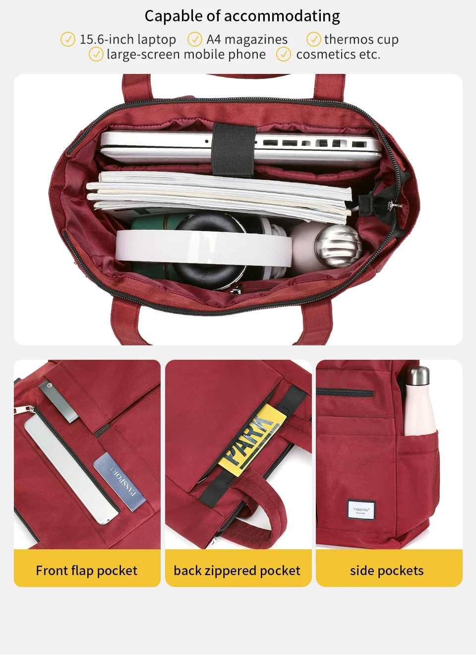 Tigernu Rucksäcke für Frauen 14 15,6 Zoll Laptop Rucksack weibliche Tasche Frauen Schultertaschen Mädchen Einkaufstasche Reiserucksäcke – Detail 8