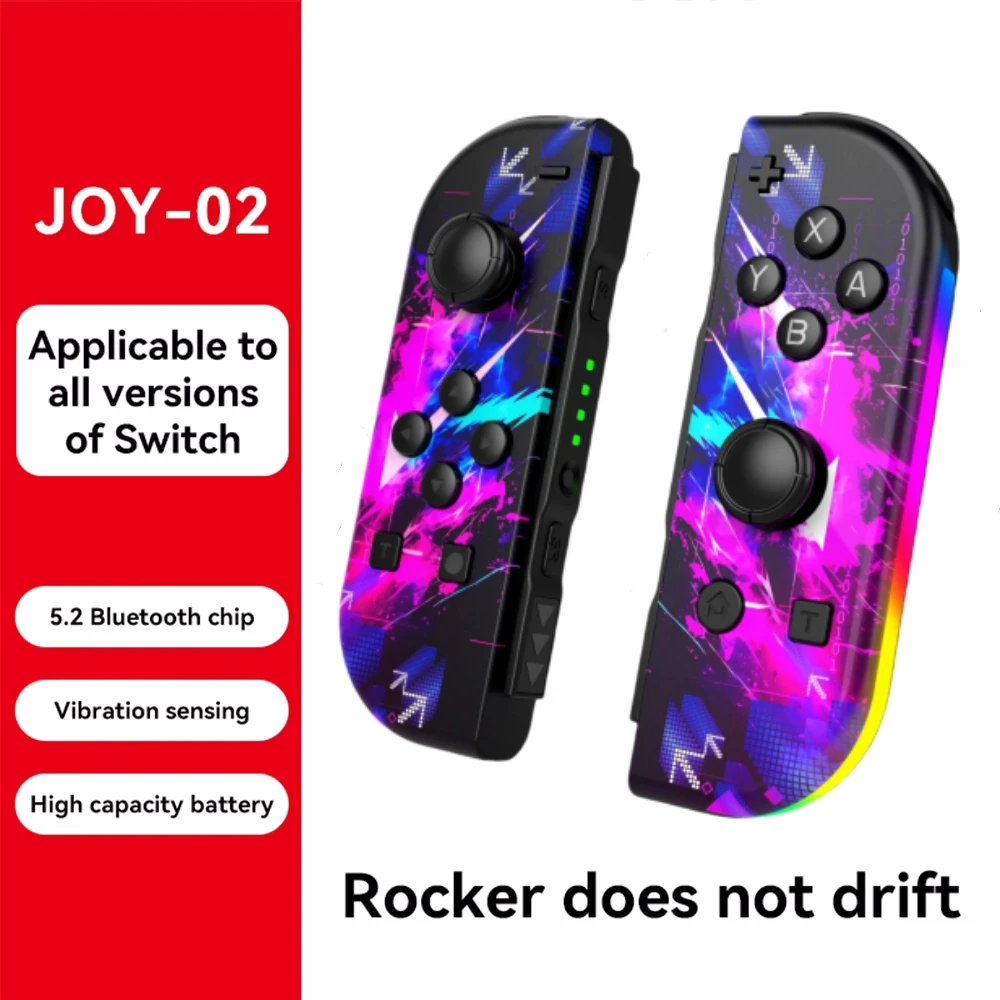 

For NS Switch Controller BT 5.2 RGB LED Left & Right Joypad for Switch/Lite/Oled Joy-Con Gamepads Joystick with Dual Vibration