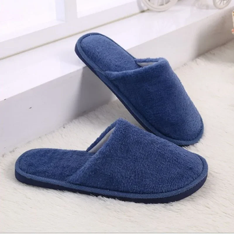 Warm Men Bedroom Shoes Winter Slippers Home Floor Soft Indoors Non-Slip Men Slipper House Plush Soft Cotton Solid Comfy Floor