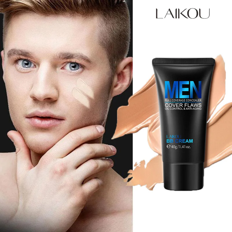 

LAIKOU Men'S BB Cream Whitening Oil-control Concealer Freckle Removing Brighten Skin Easy to Wear Makeup Facial Cosmetic 40g