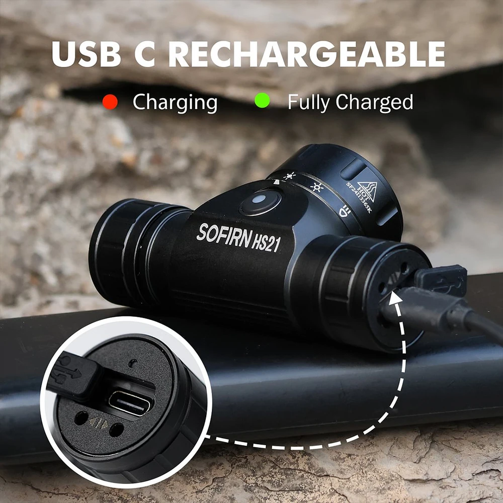 Sofirn HS21 SFT40 LED 2000lm Red Headlamp 18650 USB C Rechargeable Flashlight Powerful Headlight with Infrared sensor 썸네일 4