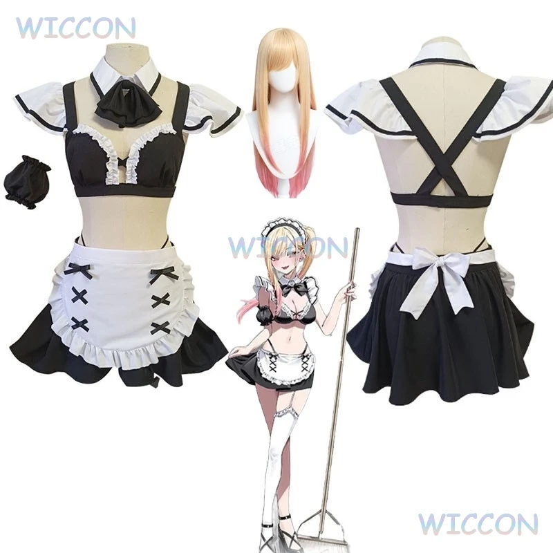 

Kitagawa Marin Wig Women Halloween Party Suit Anime My Dress-Up Newly Darling Kitagawa Marin Cosplay Sexy Maid Dress Costume
