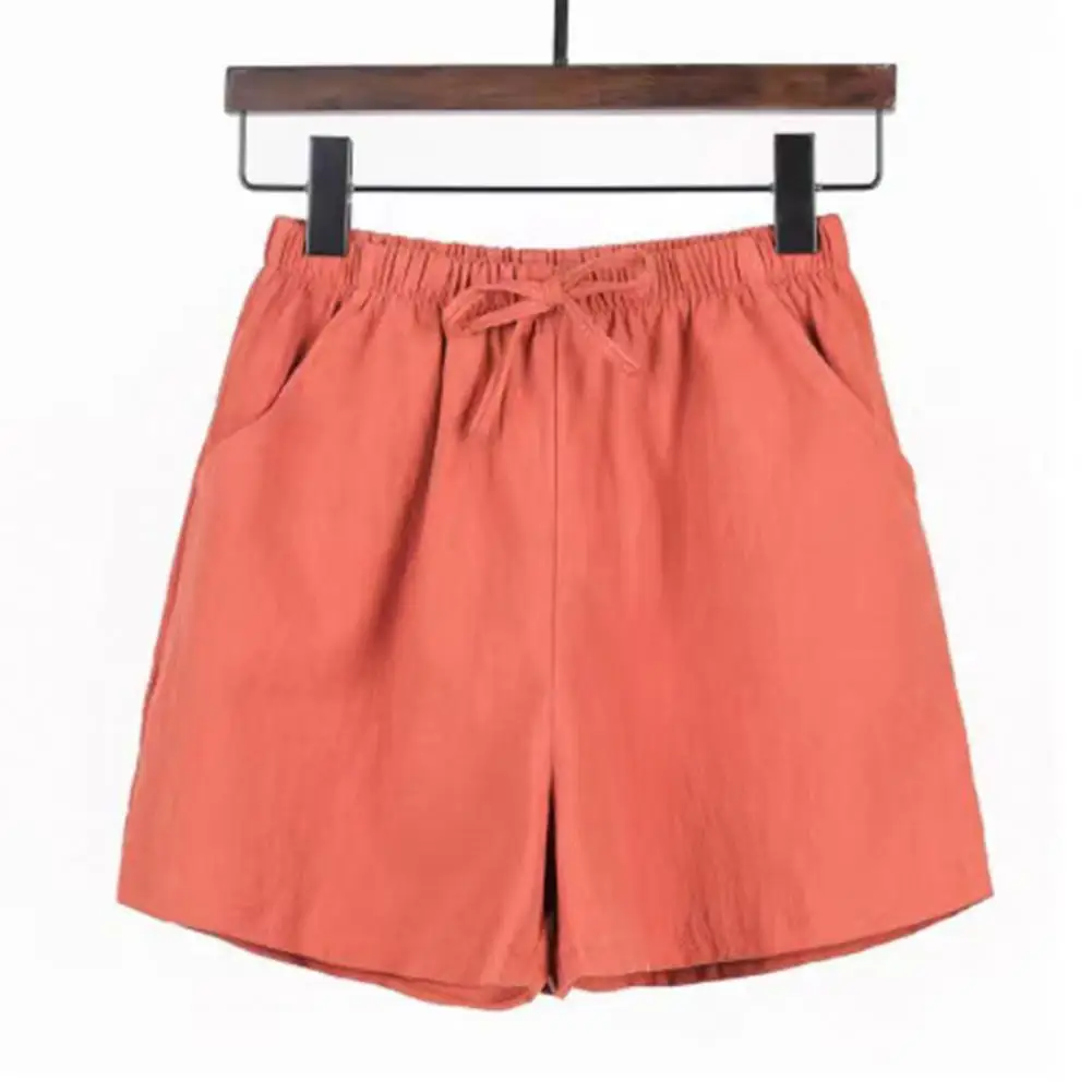 Shorts com cordão de cintura alta para mulheres, cintura elástica, design A-Line, lateral para roupas masculinas, elegantes, verão