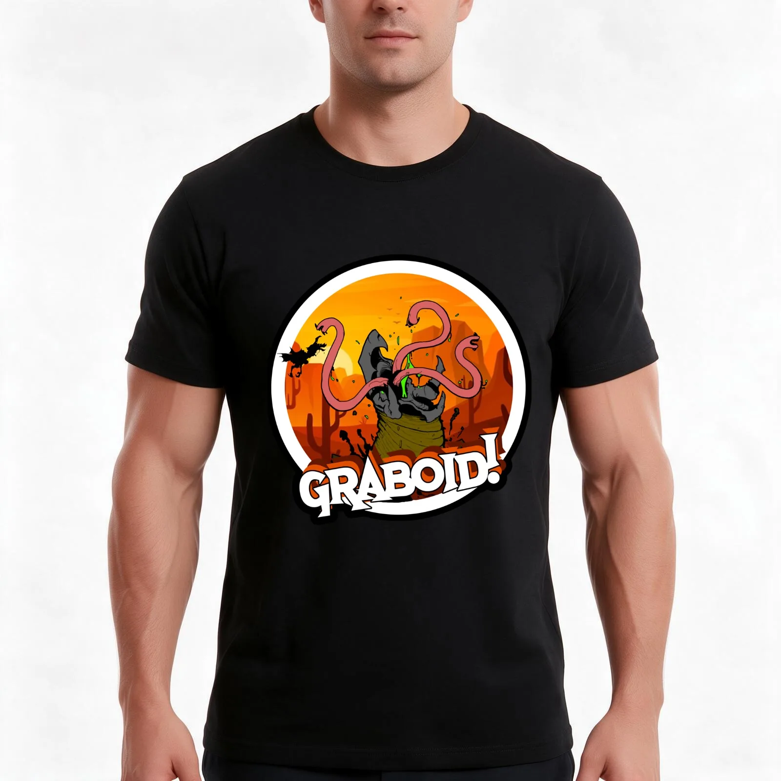 Graboid! Classic T-Shirt, Summer Casual Cotton Tee, Oversized Streetwear Tops, Vintage Graphic Print, Loose Fit Short Sleeve