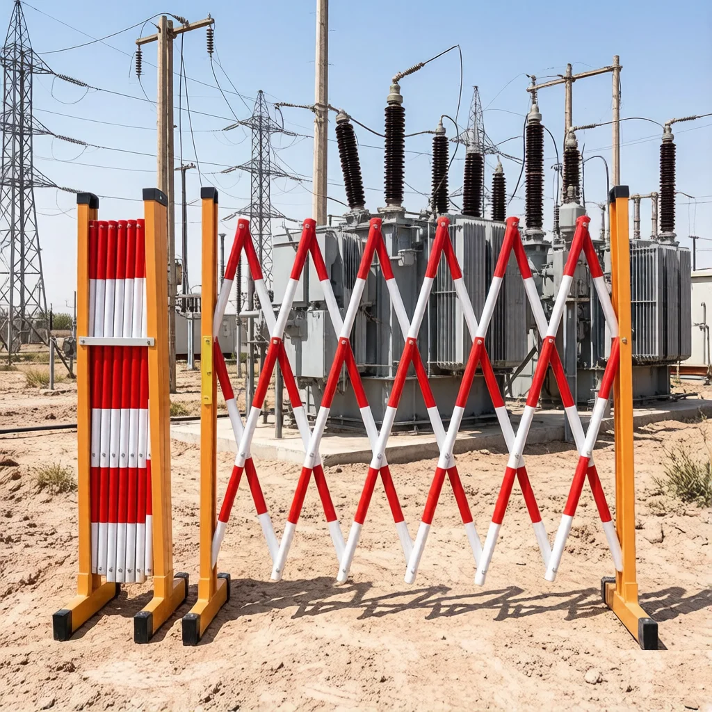 【Durable Using】Road Construction Retractable Expandable Safety Barrier Red White Striped Portable Telescopic Fence With Wheels