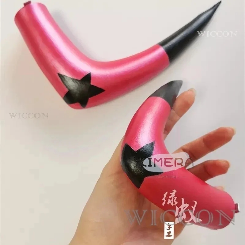 

DY20New Hazbin Косплей Отель Helluva Boss Verosika Mayday Косплей Женская повязка на голову с красным рогом Шпилька Опора Хэллоуин Рождественский уголок