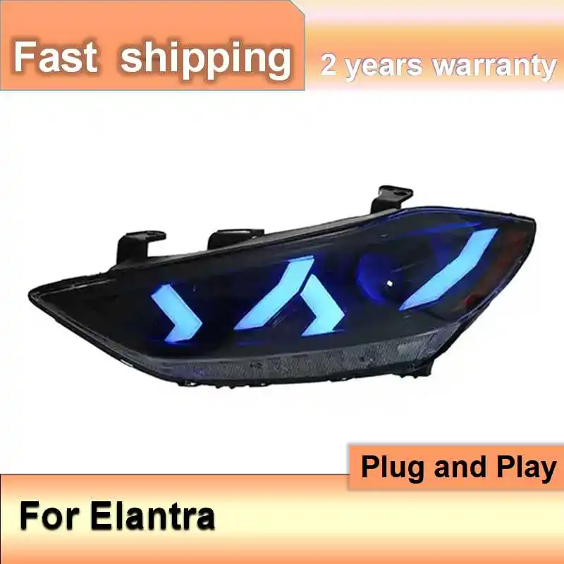 اكسسوارات السيارات لشركة هيونداي إلنترا المصباح 2016-2020 إلنترا رئيس ضوء DRL بدوره إشارة منخفضة عالية شعاع العارض عدسة