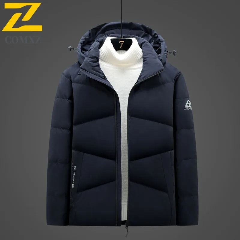 COMXZ Men Bread Jacket Loose Classic Warm Thick Korean Style Commuting Padding Coat Snowy Cold-Resistant Minimalist Down Jacket
