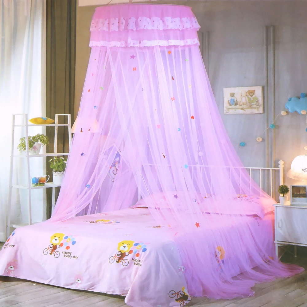 

Dome Bed Netting Canopy Easy to Install Lace Bed Canopy Dome hanging mosquito net Girls Room Decor Kids Baby Bedding