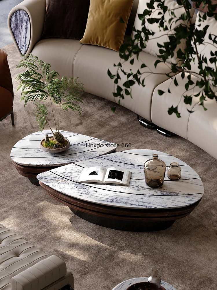 Light luxury natural marble coffee table combination