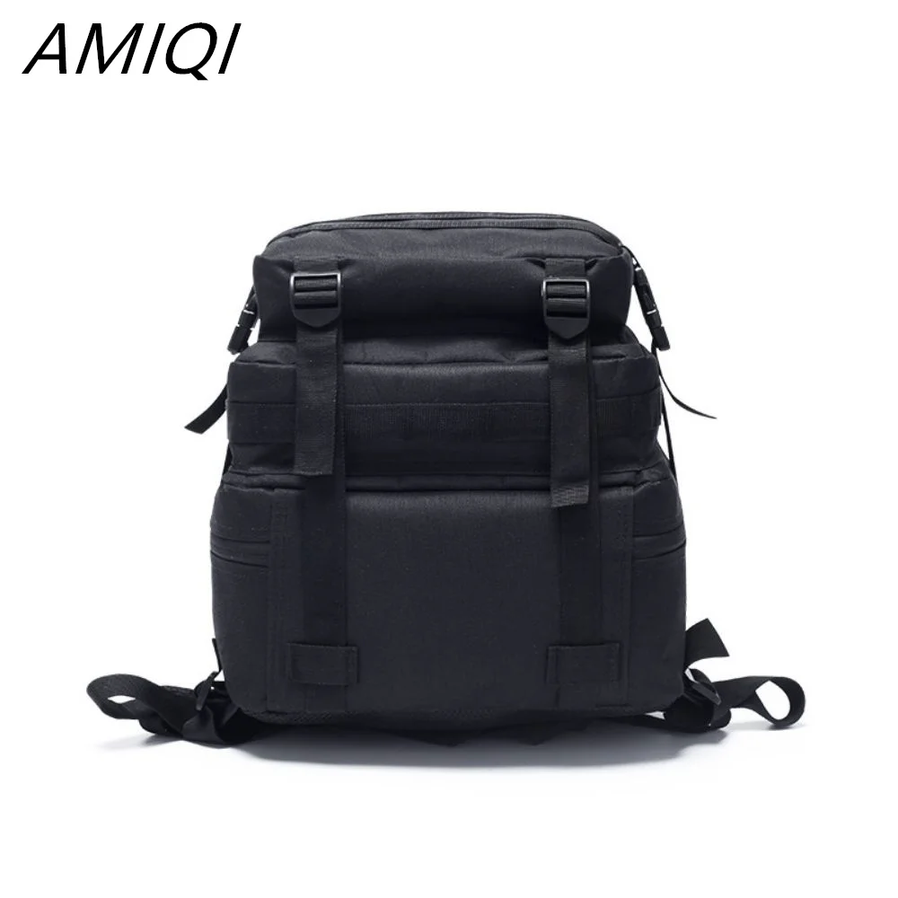 AMIQI Large Capacity Backpack Molle Rucksack 3P Men Outdoor Hiking Camping Waterproof Bag Camping Equipment Blac