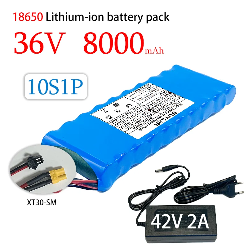 

Новая литий-ионная аккумуляторная батарея 36 В 8000 мАч 10S1P 18650 BMS с зарядным устройством 42 В 2 А с электрическим скутером и электрическим велосипедом