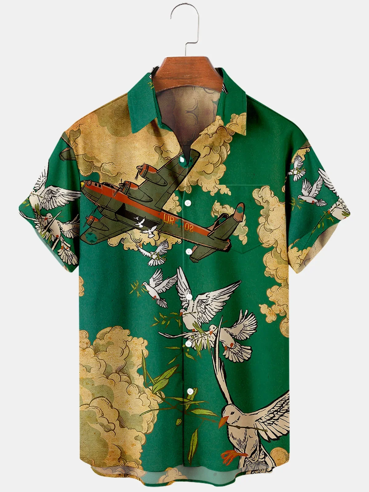 Men's short sleeve shirt Hawaiian casual men's lapel top fighter pattern large size fashion men's shirt summer new style