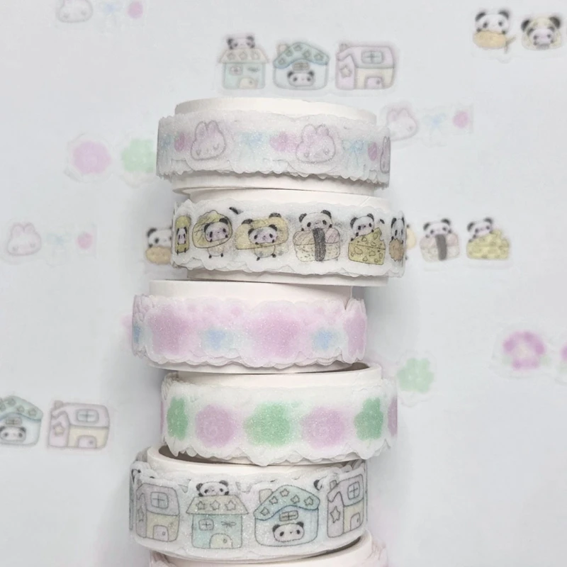 Ins Cute Shaped Sticker Roll Flash Film Decoration Tape Handbook  Collage Material Graffiti Tape School Stationery