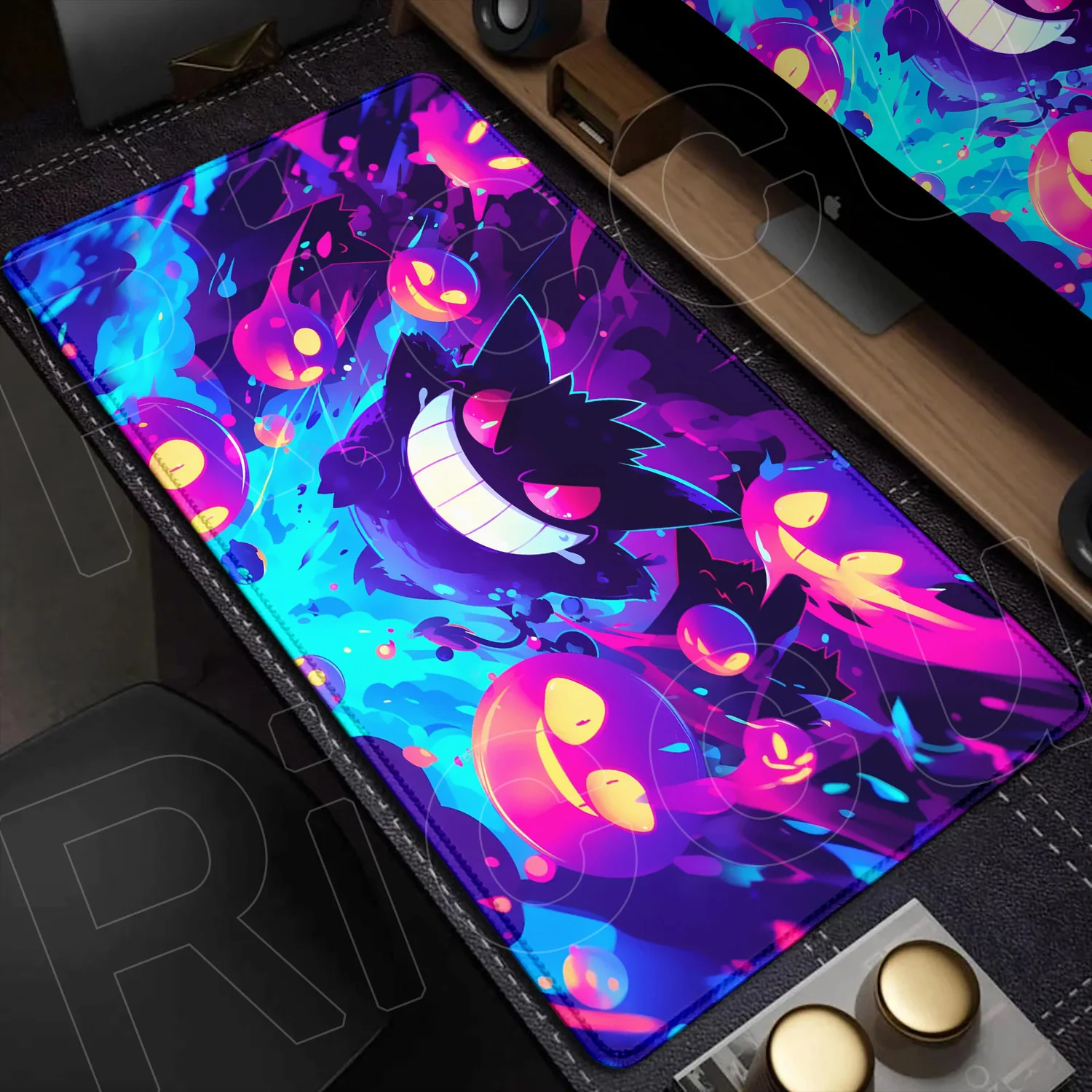 Gaming Mousepad XXL P-Pokemon-Gengar Grande Anime Desk Mat Computer Office Accessories 90x40cm Antislip Rubber Base Keyboard Pad