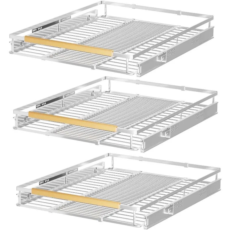 Pull Out Cabinet Drawer Organizer Expendable Sliding Shelf Stainless Steel Storage Rack Organization Slide Out Spice