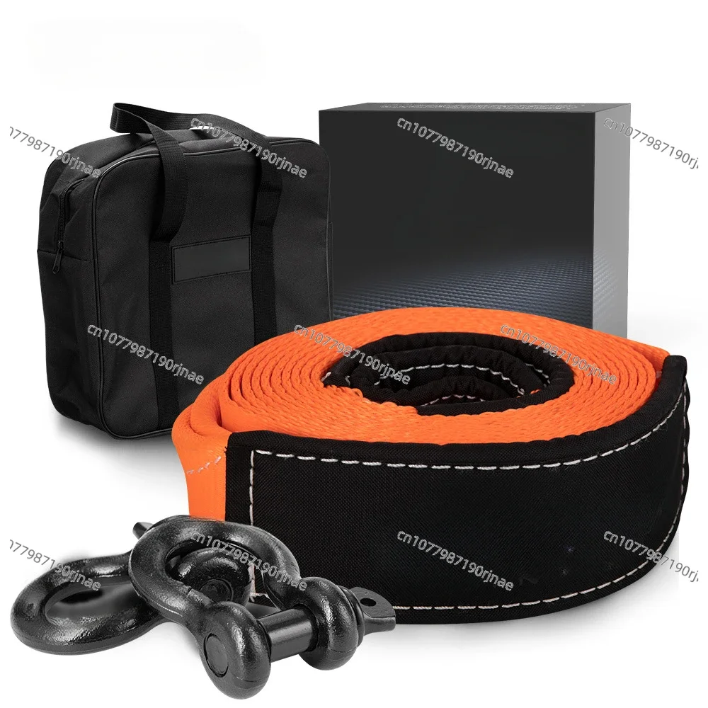 Orange 6M 30000 Pounds Car Strong Hand Holding Rope Trailer Belt Car Pulling Rope with Shackle