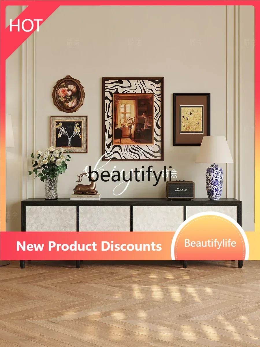 

Q181 TV cabinet French medium and ancient style all solid wood American retro simple coffee table combination