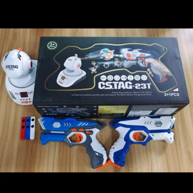 CSTAG 프로젝터 덕 UFO 사냥 슈팅 게임 어린이 선물 장난감 남자아이 레이저 태그 적외선 미니 권총 건 배틀 게임 실내용