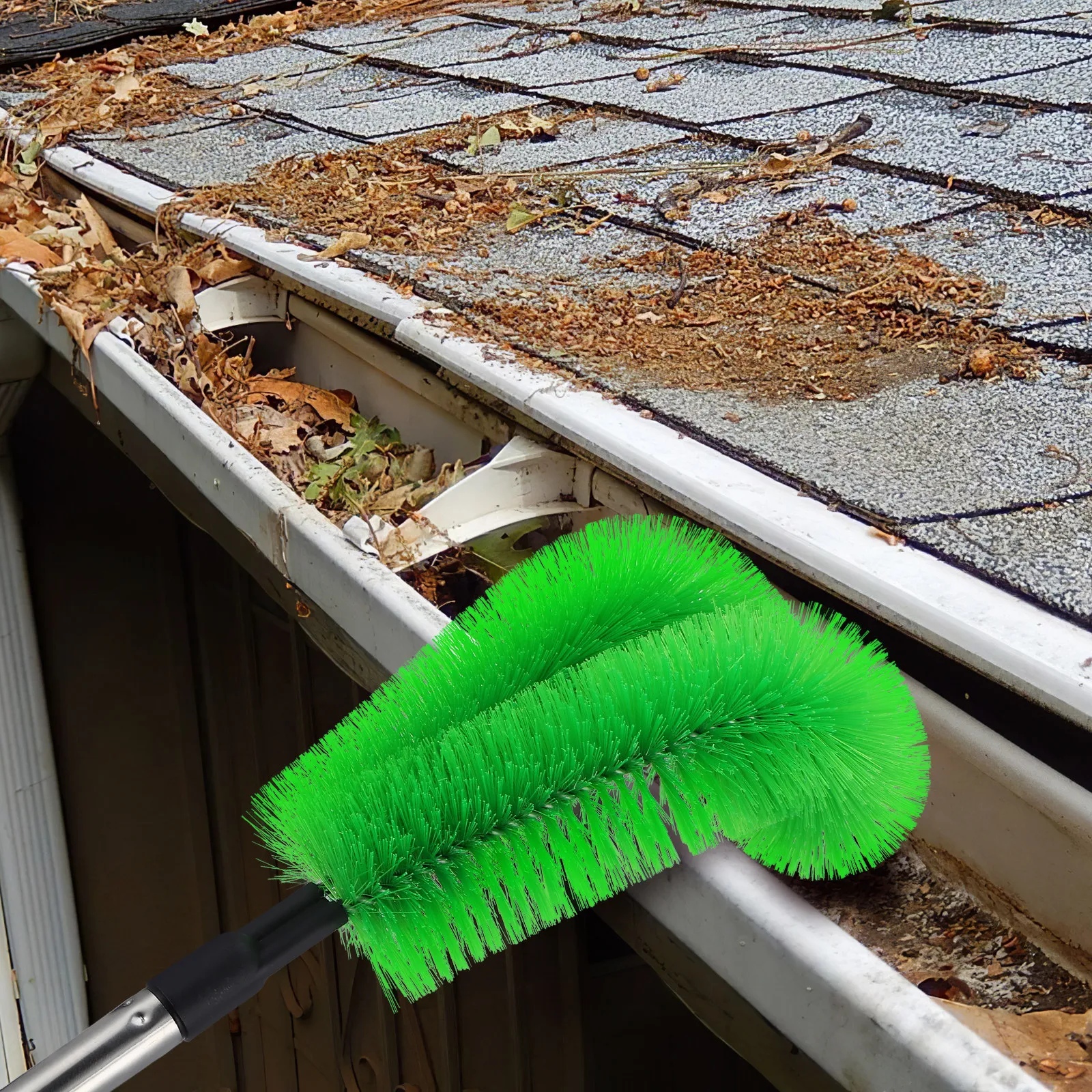 

Набор для чистки водостоков: щетка с регулируемой ручкой из нержавеющей стали, гибкая насадка, инструмент для эффективной очистки крыш и потолков на высоте