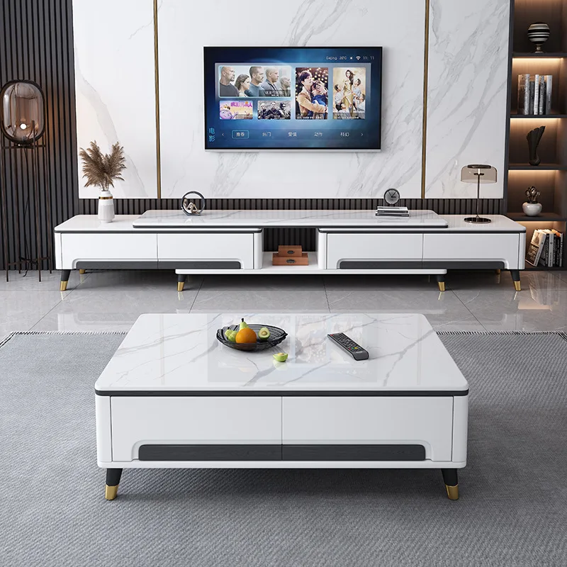 Wholesale Tea Table Slate Coffee Table with Storage Modern Center Table Wooden Tv Stand Set Living Room Furniture TV Unit