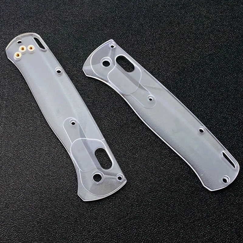 Una coppia di coltelli acrilici personalizzati con gambo per coltelli fai da te bilance per piroga da banco 535 strumento pieghevole Grip Upgrade Equipment custodia trasparente