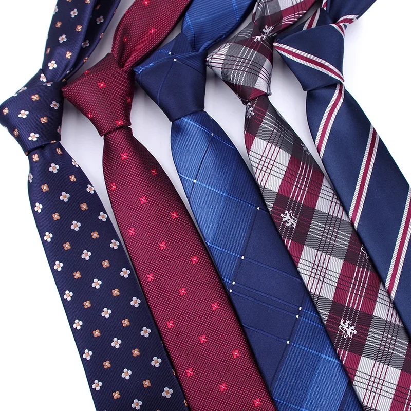 Men's 6CM Versatile Leisure Ties Blue Pink Wine Flower Striped Tie Fit Best Man Formal Business Groom Groomsman Wedding Necktie