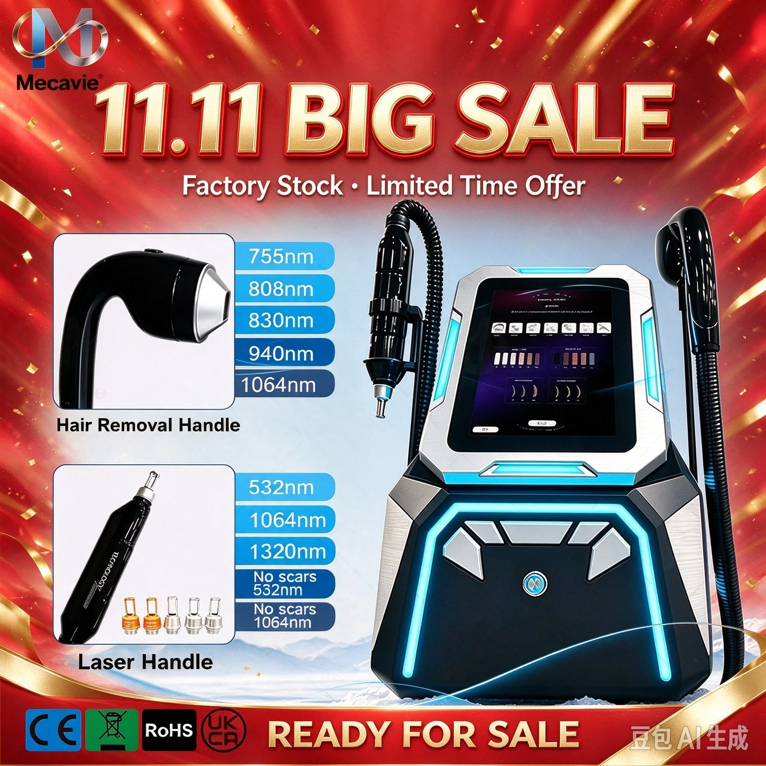 Portable Facial Beauty Machine Lifting Tightening Anti-Aging Wrinkle Removal Skin Rejuvenation Household Skincare Device